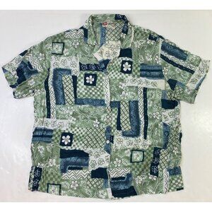 Hilo Hatties Womens Hawaiian Aloha Shirt Medium Tropical Teal Floral Hawaii Top